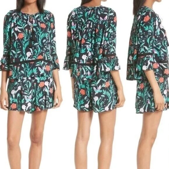 kate spade Pants - Kate Spade Women's Jardin Crepe Floral Hummingbird Romper Size 12